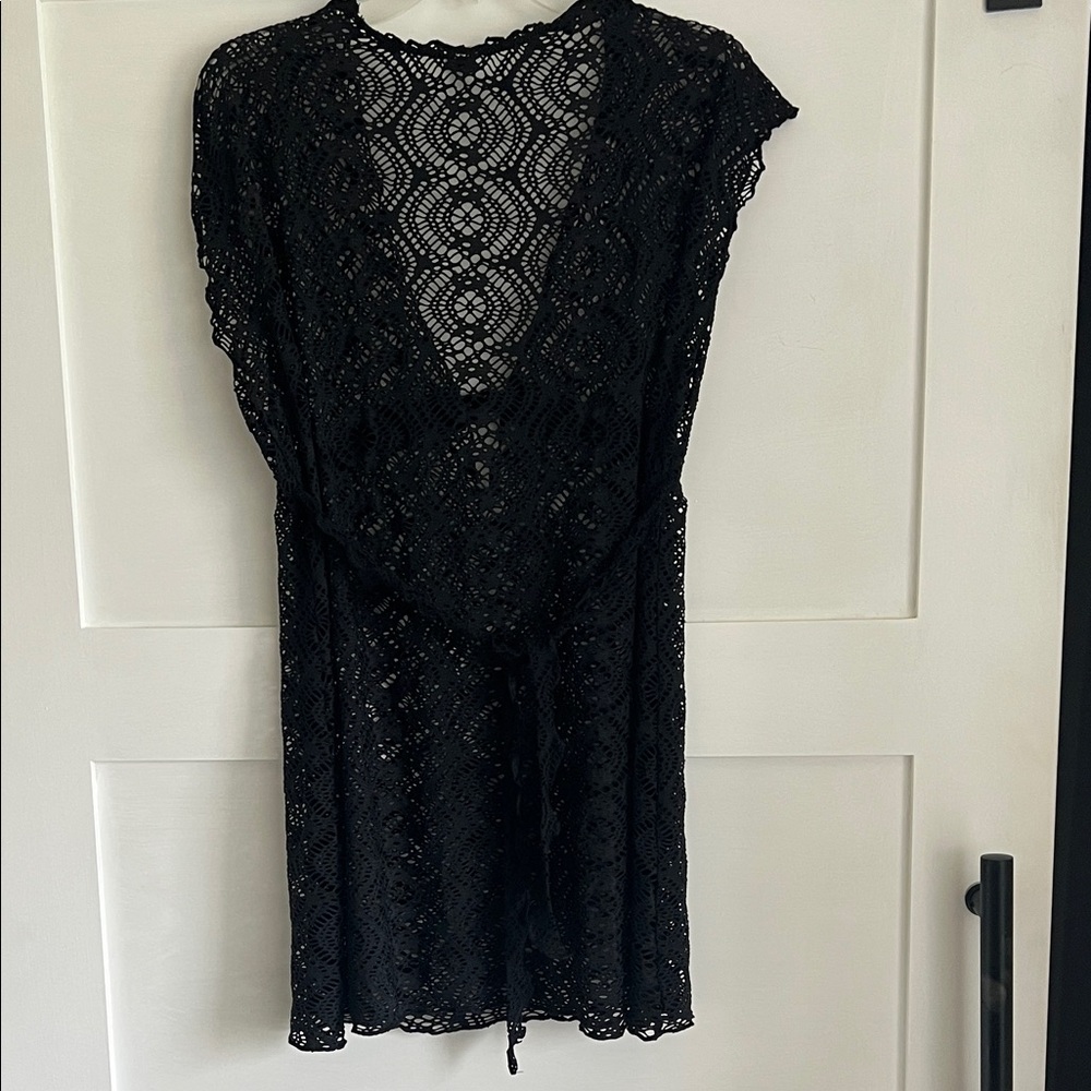 BECCA Black Crochet Swim Coverup - Picture 2 of 4